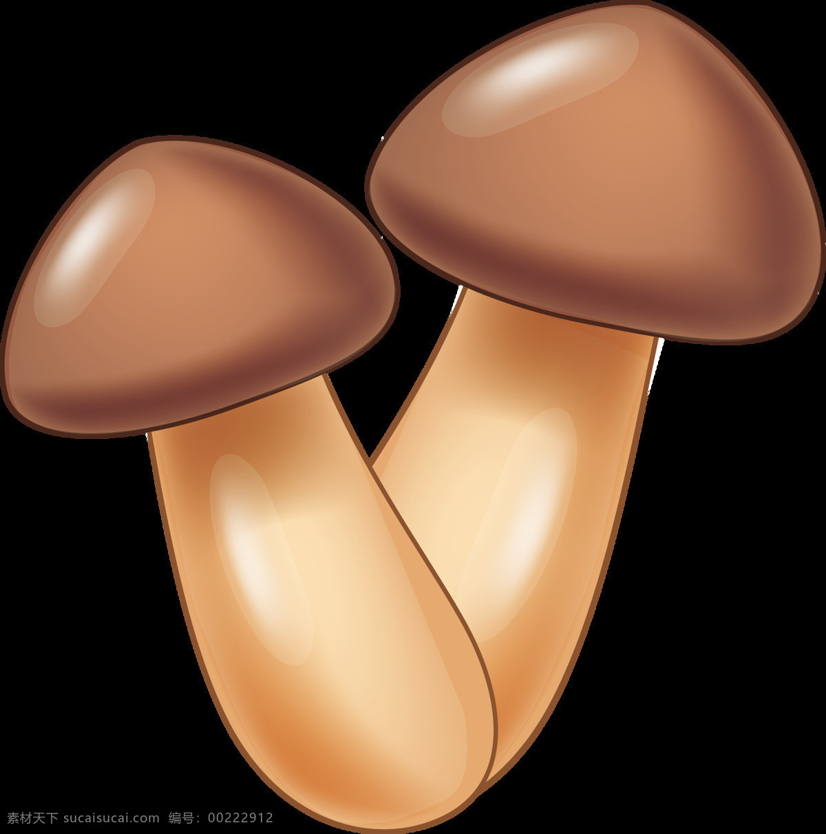 手绘 可爱 蘑菇 元素 卡通 褐色渐变 菌类 免抠