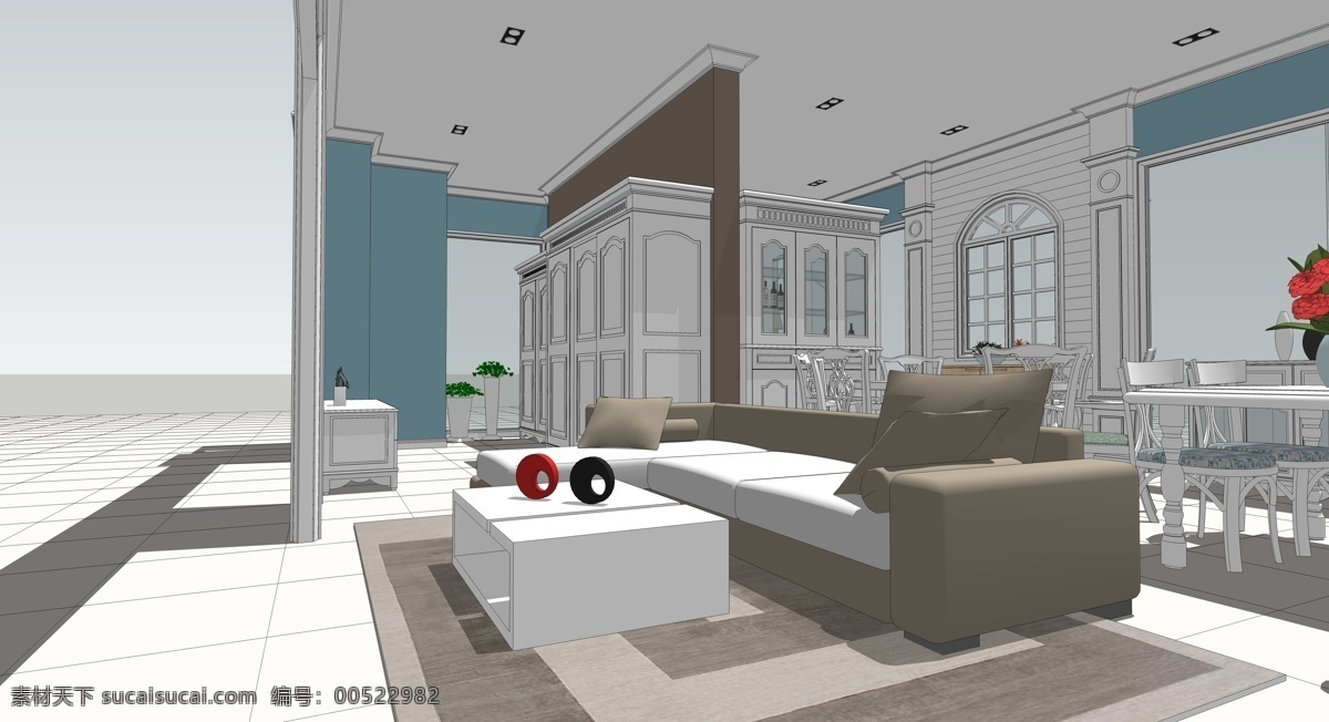 现代 家具 展厅 透视 环境 家具展厅 客厅 沙发 sketchup 装饰素材 室外设计