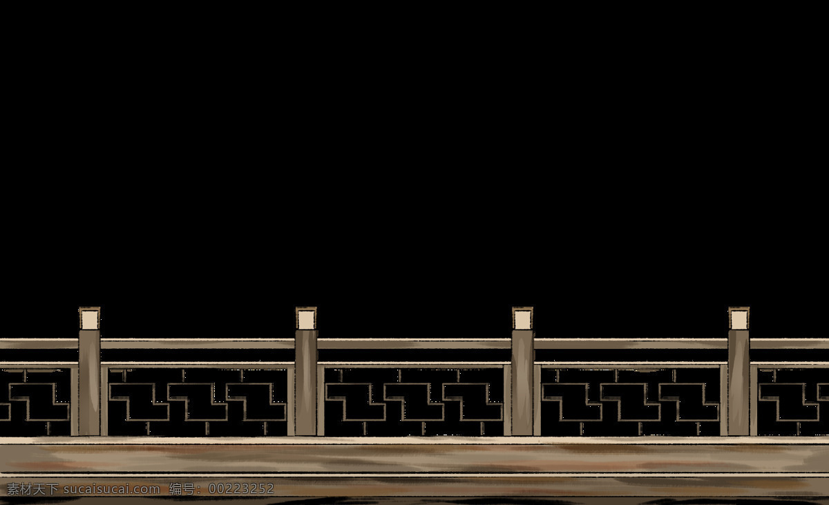 古代建筑 栏杆 元素 建筑 游戏场景 古代 免 抠 透明