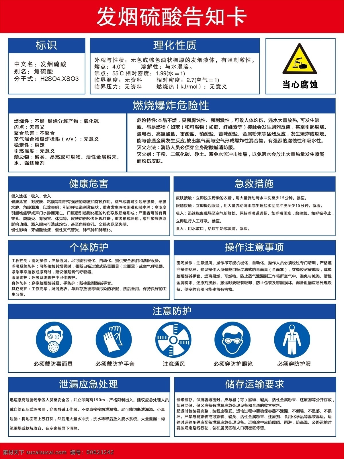 告知卡 发烟硫酸 标牌 化工 辨识卡