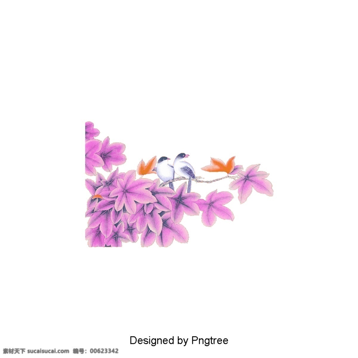 画 鸟 枝 花纹 贴纸 绘画 手绘 树枝 树叶 花 喜鹊 剪贴 画画