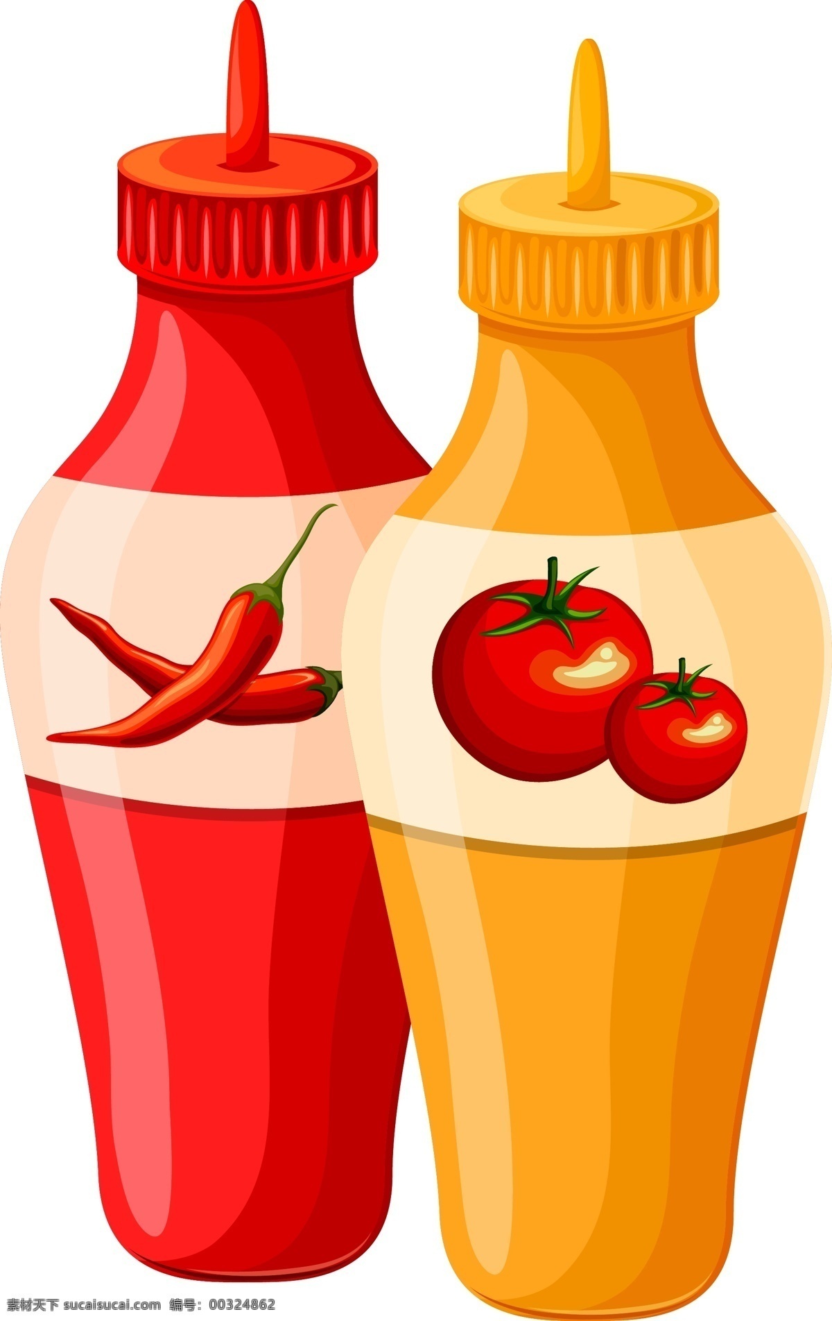 矢量 红色 番茄酱 元素 手绘 红色番茄酱 辣椒酱 ai元素 免扣元素