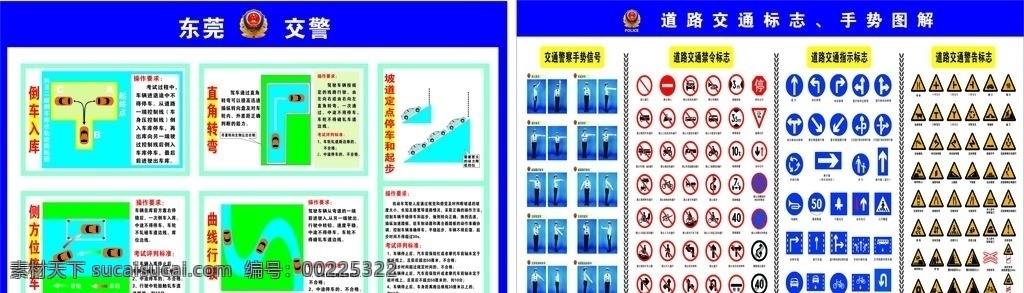 道路交通标示 驾校流 驾校矢量图 驾校考试流程 警告标志 侧方位停车