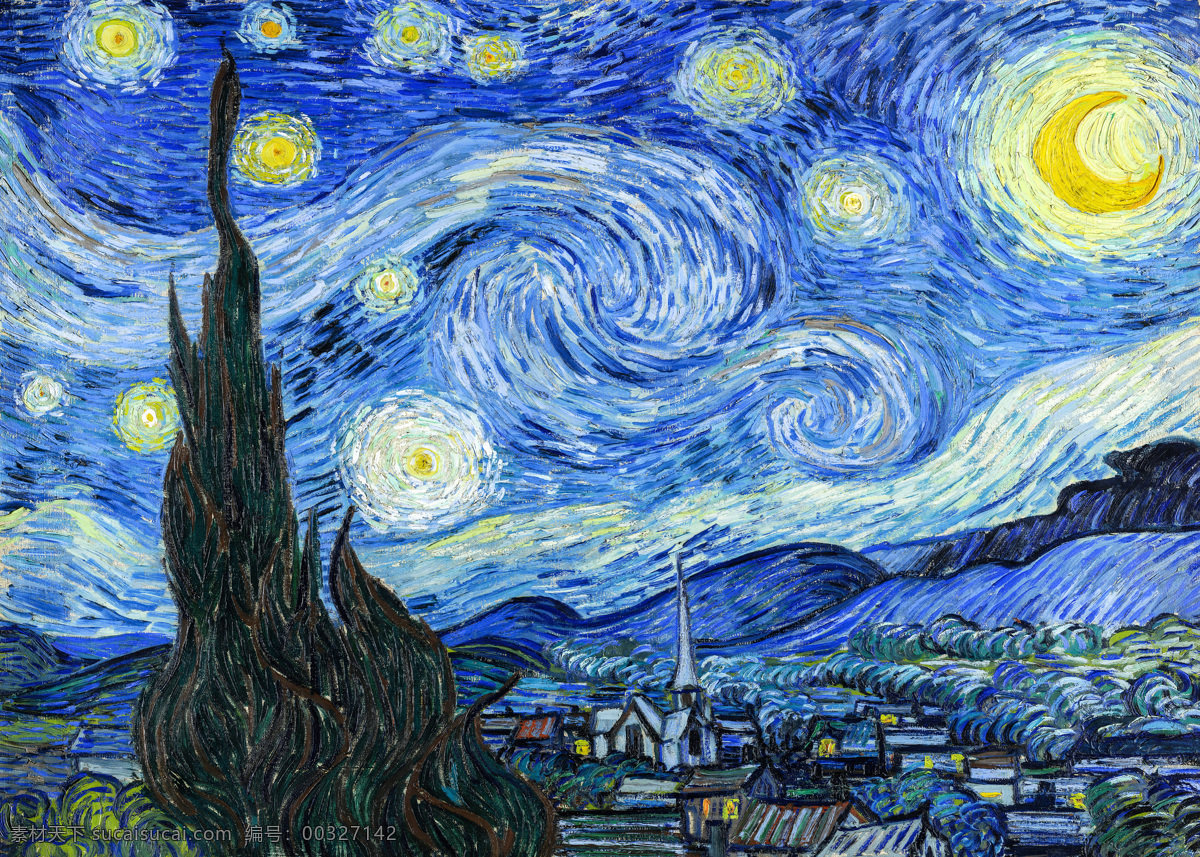 梵高星空 油画 抽象油画 星空 梵高