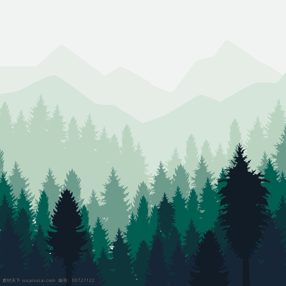 绿色 清新 森林 森林插画 矢量 矢量插画 矢量素材 树木 插画 背景