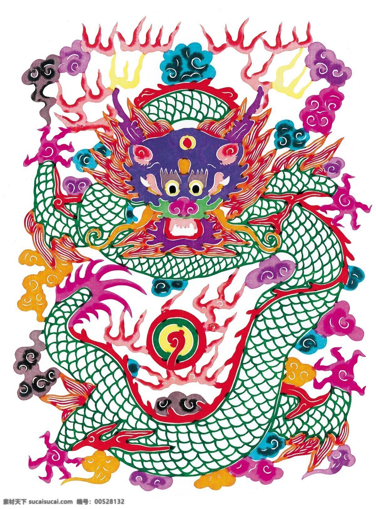 中国 剪纸艺术 传统 动物龙图片 文化艺术
