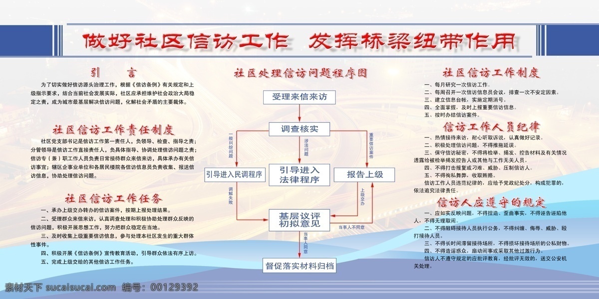 健康教育 宣传栏 社区 信访工作 责任 制度 任务 处理 信访 问题 程序 图 工作人员 纪律 线条 展板设计 信访人 应 遵守 规定 展板模板 广告设计模板 源文件