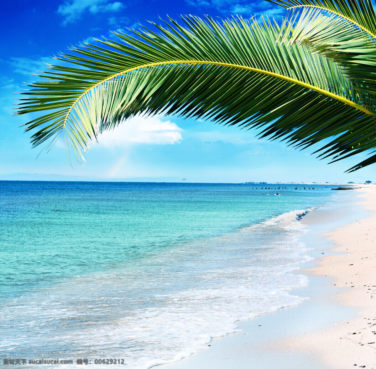 美丽 海边 风景 高清 美丽海滩 海边风景 天空 蓝天白云 夏天 夏日 夏季 沙滩 海滩 海平面 椰树 大海 海洋 海浪 海景 景色 美景 摄影图 高清图片 海洋海边 自然景观 青色 天蓝色
