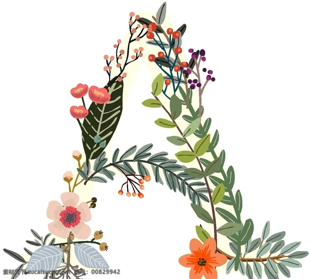 创意 矢量 手绘 花卉 字母 底纹边框 背景底纹