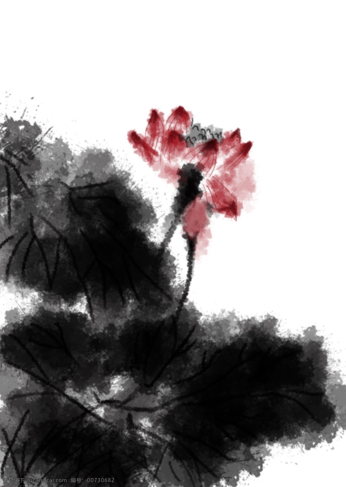 水墨 中国 荷花 画 手绘 水墨荷花画 板绘手绘 黑白色 手绘动物 古风手绘 水墨画 水墨成像手绘 荷花画 中国荷花画