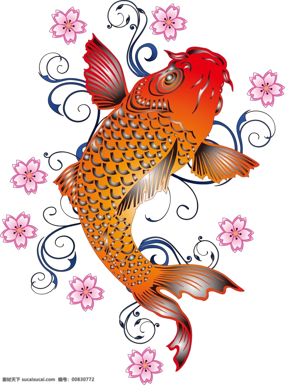 抽象 彩色 鱼 元素 唯美 彩色花纹 ai元素 免扣元素