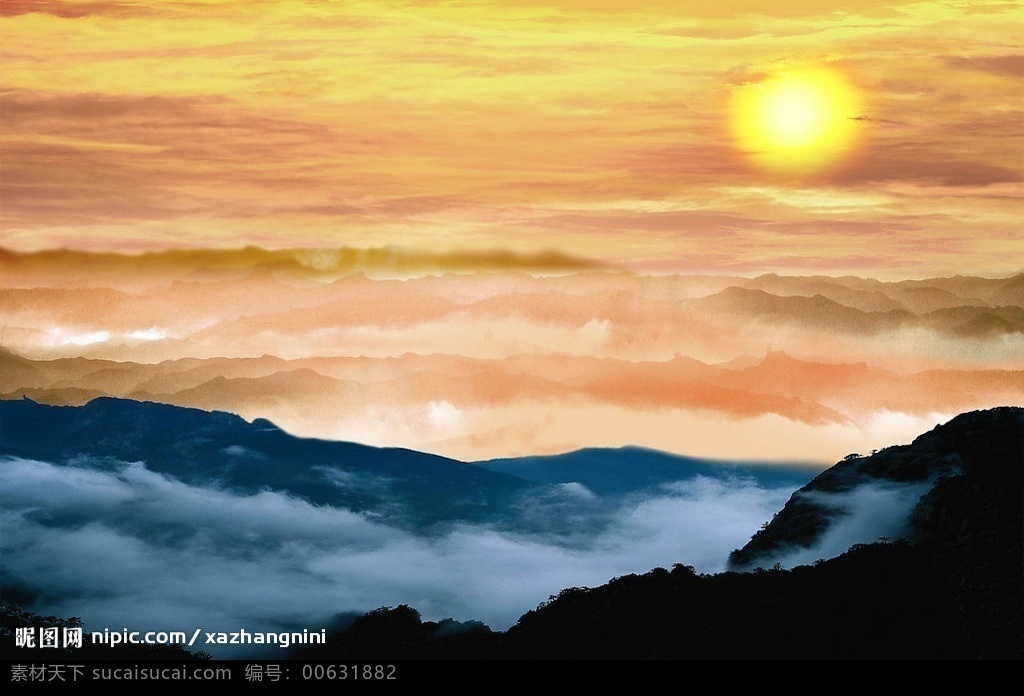 夕阳落日 大好河山 自然景观 自然风景 摄影图库