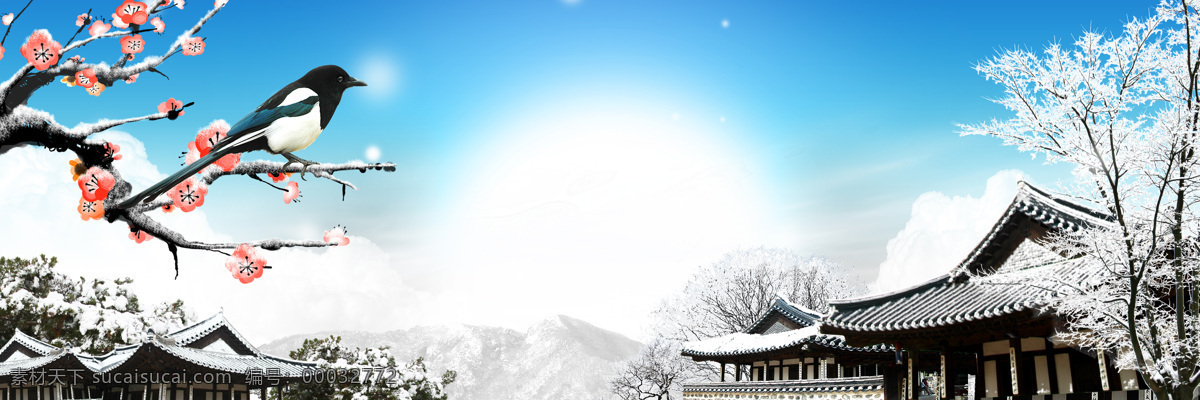 雪景装饰画 背景素材 壁画 插画 抽象 抽象花 抽象画 装饰画 无 框 画素 材 画 模板下载 无框画 雪景 花枝 鸟儿