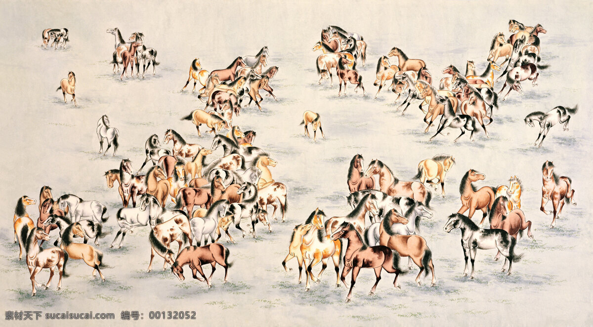 百马图 马 国画 文化艺术 绘画书法 设计图库