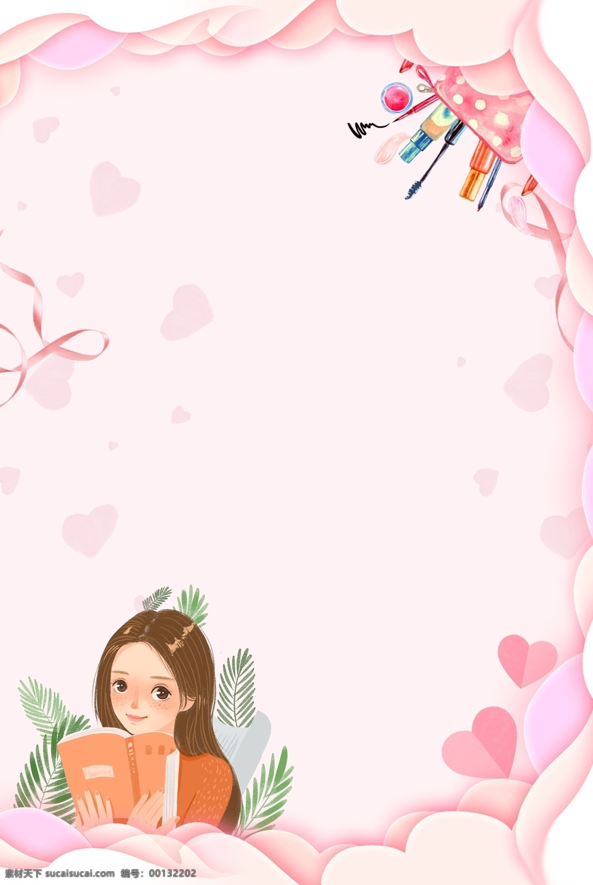 立体 折纸 风 粉色 唯美 女神 节 背景 手绘 女神节 简约 扁平 女生节 小清新 文艺