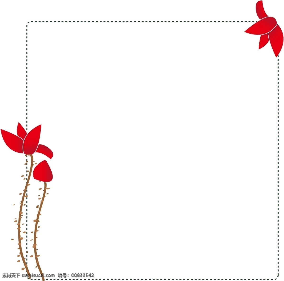 红色 花枝 方形 边框 红色花枝 植物