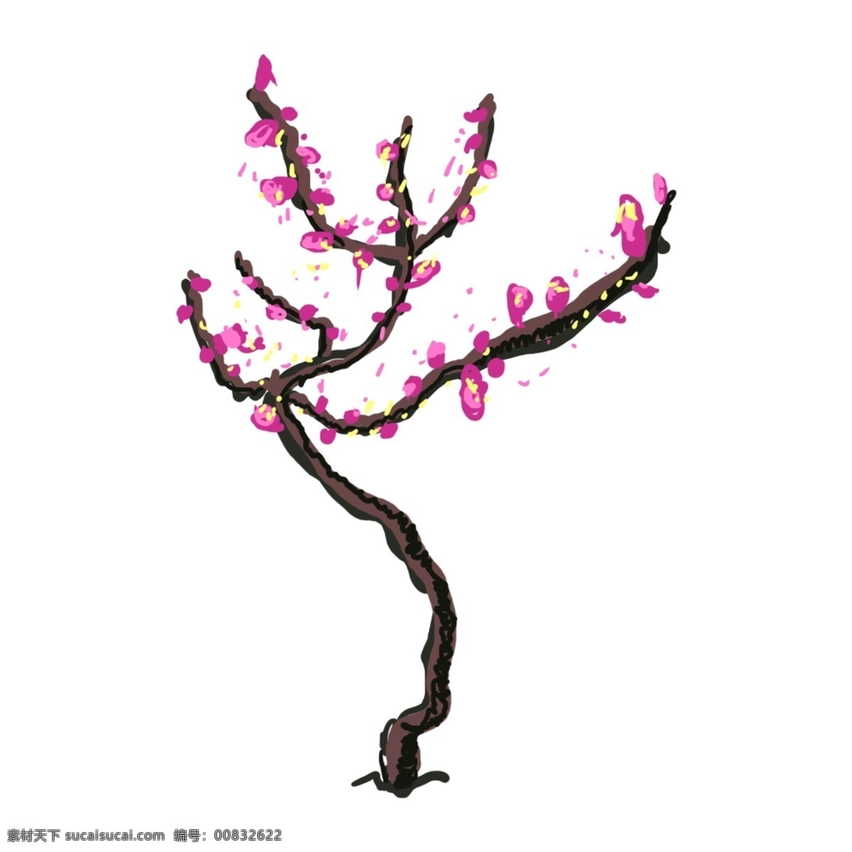 清新 水彩 桃树 卡通 透明 小树 叶子 浪漫 唯美 清雅 装饰图案 免扣素材