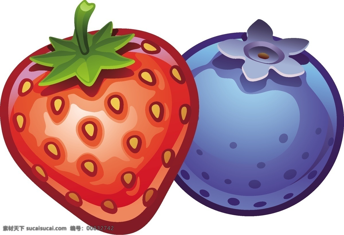 水果 草莓 蓝莓 卡通 手绘 漫画 动漫动画