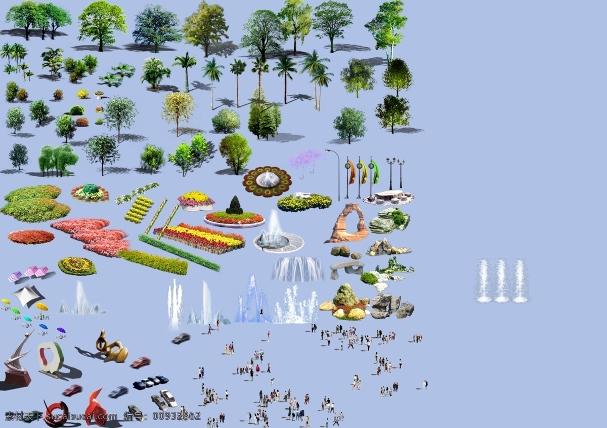 3d 后期 处理 索 材 人物 植物 风景 分层 源文件
