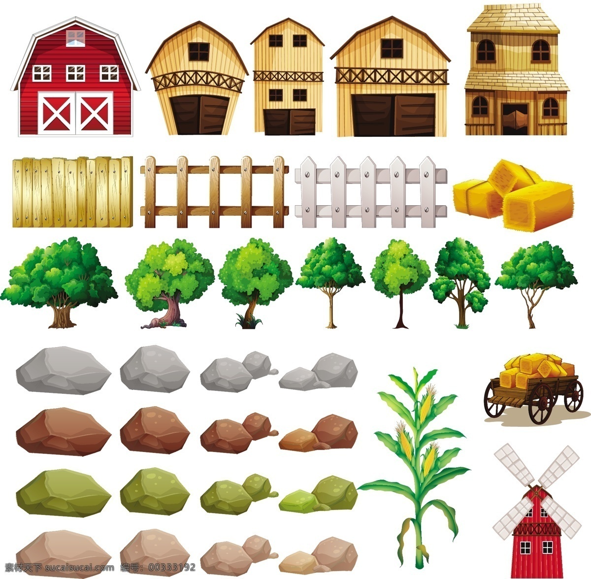 套 农场 物件 建筑物 插图 食物 自然 树叶 图画 木头 物体