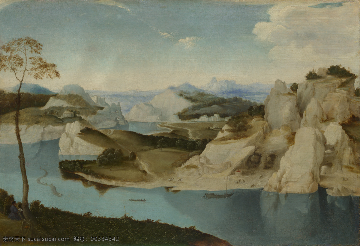 mountains 大师 画家 古典 画 建筑 景物 装饰画 油画 among river a landscape elder the bruegel pieter of imitator 人物 高清 西方 国外 现代 家居装饰素材