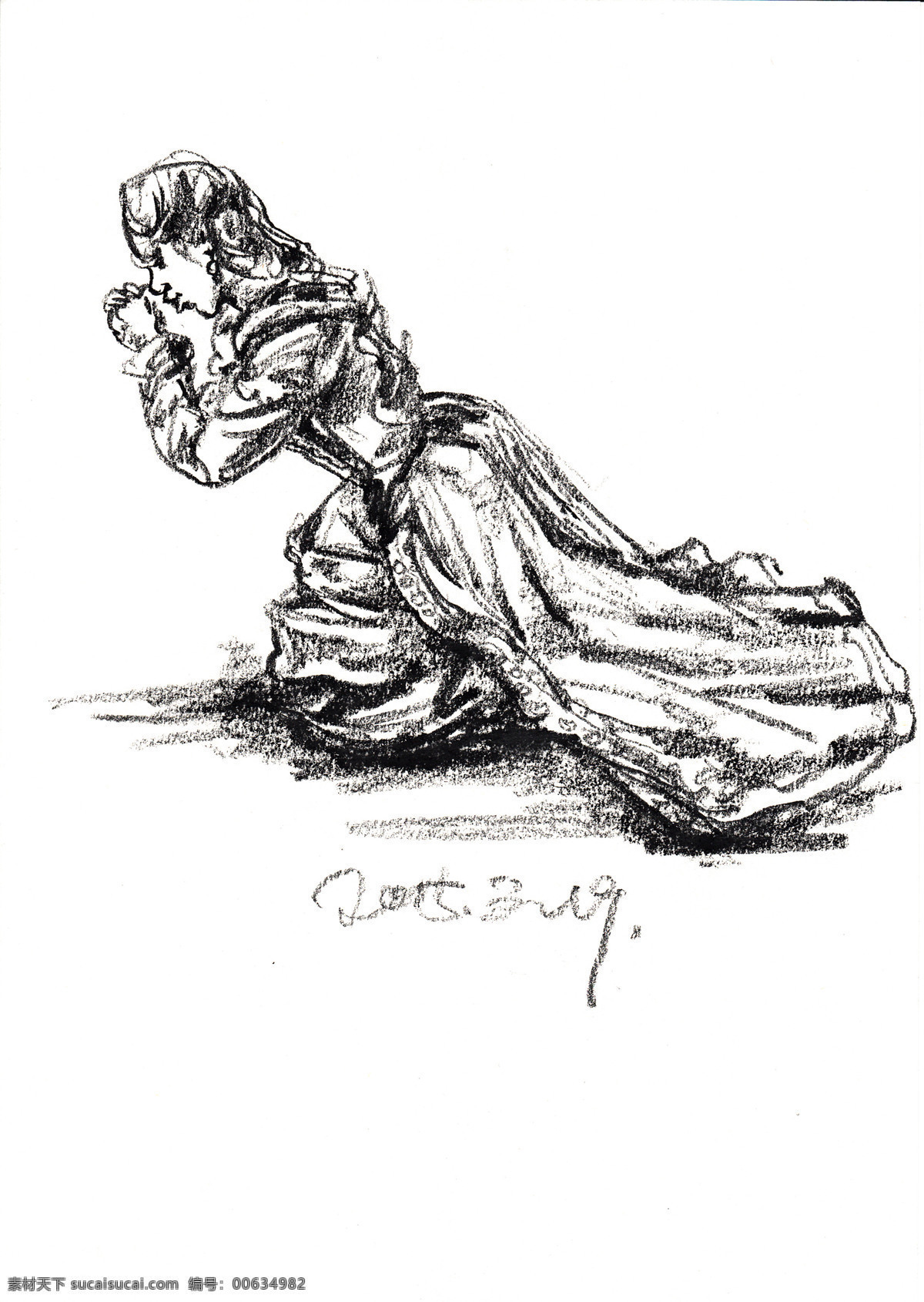 祈祷速描 人物速写 人物肖像 设计素材 素描速写 西洋美术 书画美术 白色