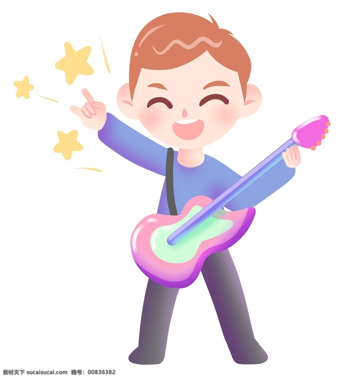 吉他手 音乐 插画 吉他手音乐 卡通插画 音乐插画 歌声 歌曲伴奏 音符 唱歌 闪闪的星星