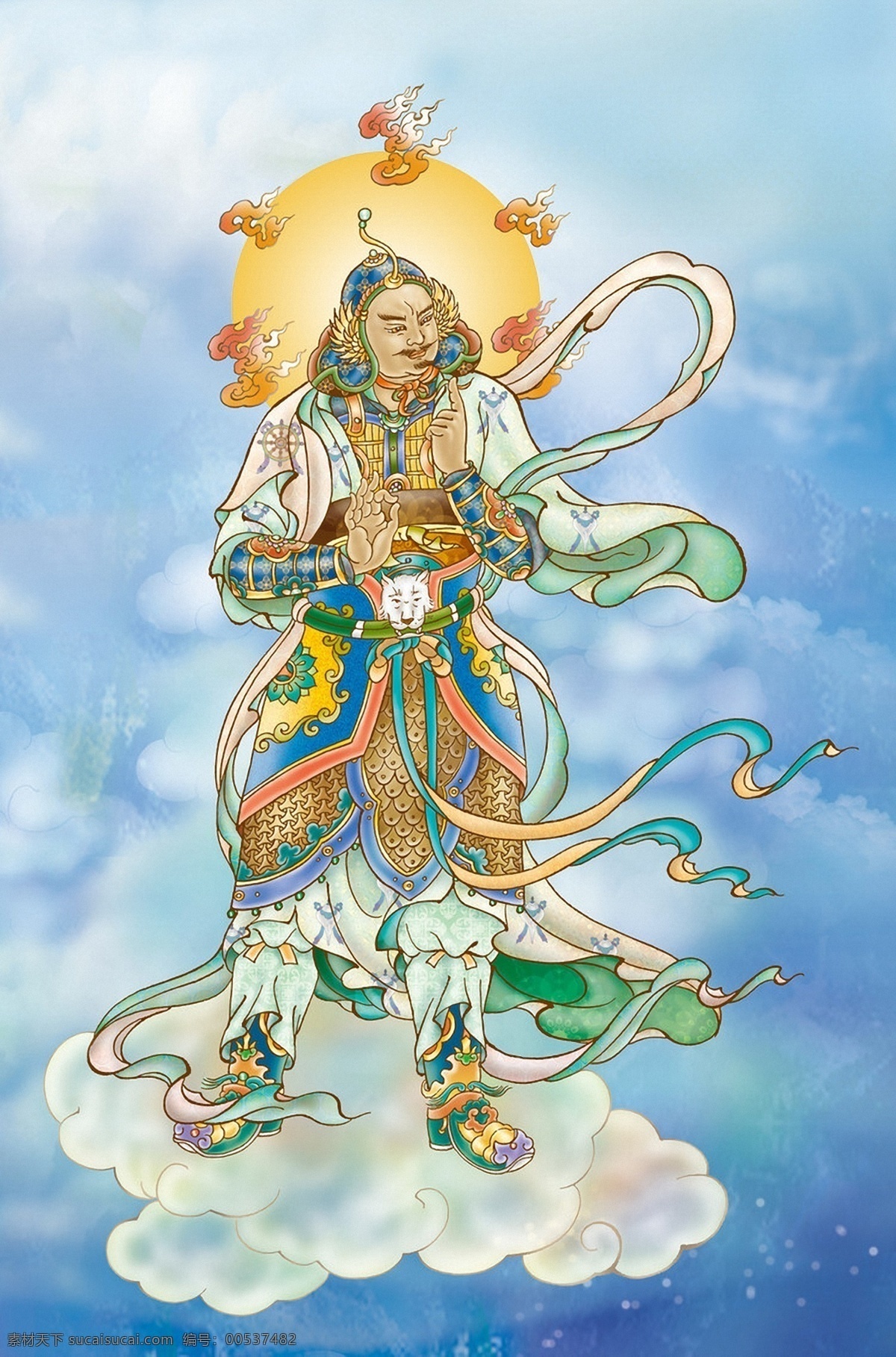 摩虎罗大将 十二药叉 佛像 云朵 云端 光芒 佛教 宗教信仰 神佛 佛像佛文化 文化艺术