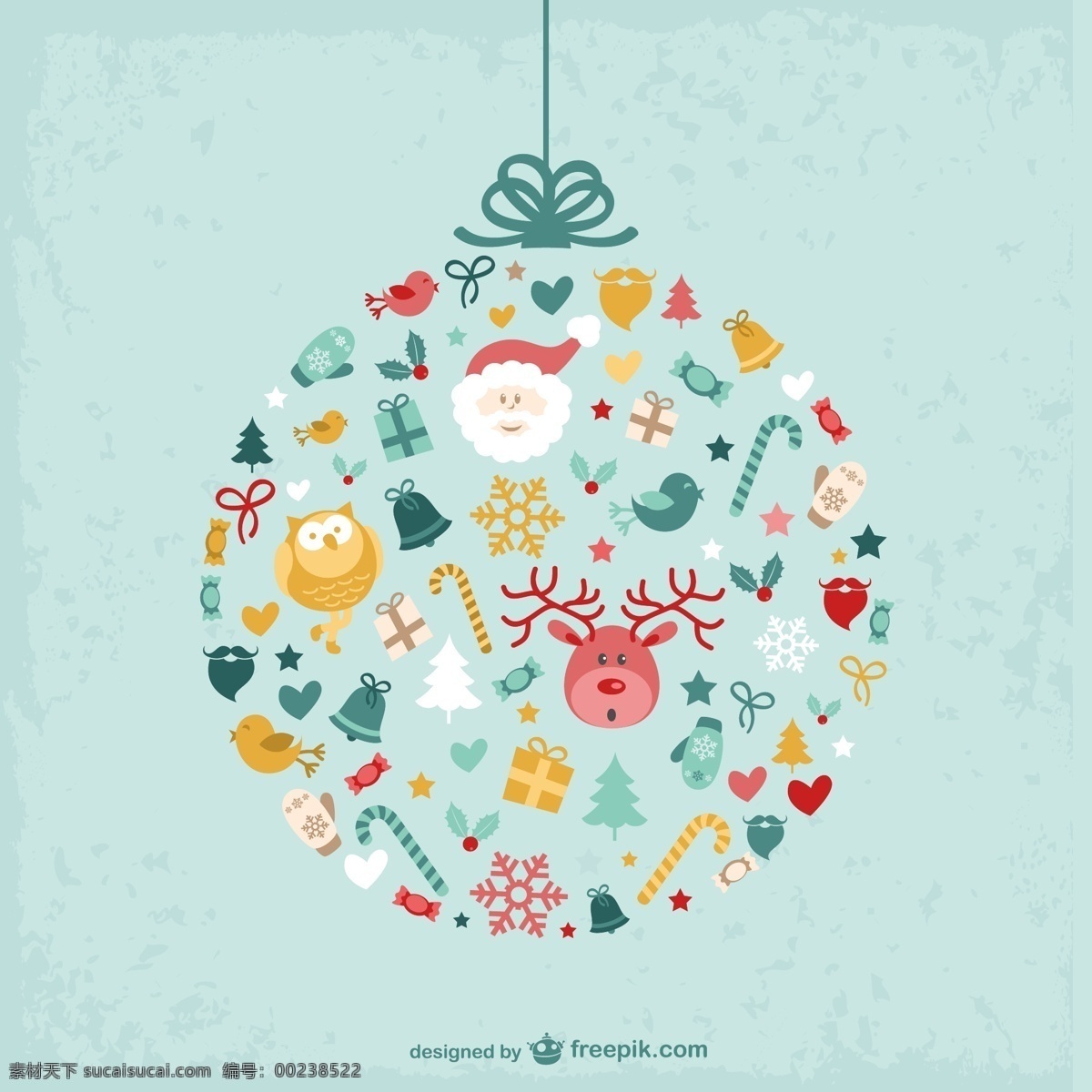 创意 圣诞 元素 吊球 铃铛 圣诞吊球 圣诞节 圣诞老人 驯鹿 拐棍糖 节日素材