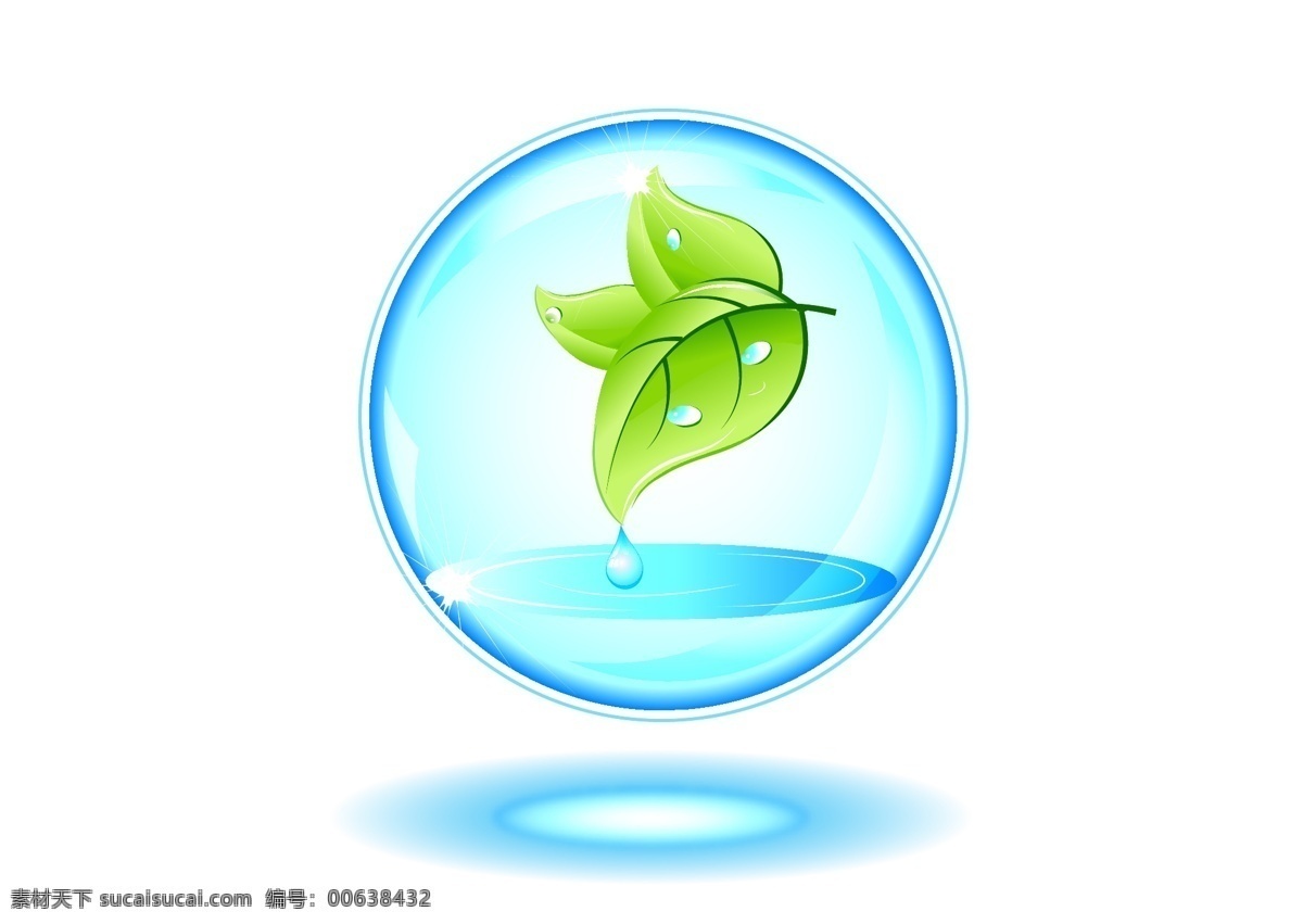 水滴与叶子 水滴 叶子 创意水 白色