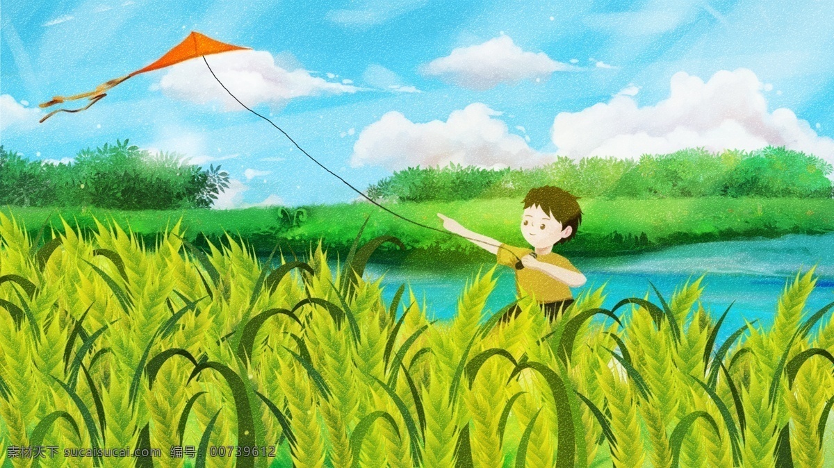 清新 二十四节气 小满 插画 海报 文艺 节气 风景 稻田 麦穗 麦子 猫 少女 小清新 秋天 初秋 人物 动物 漫画 水彩 淡雅 温柔 唯美 大自然