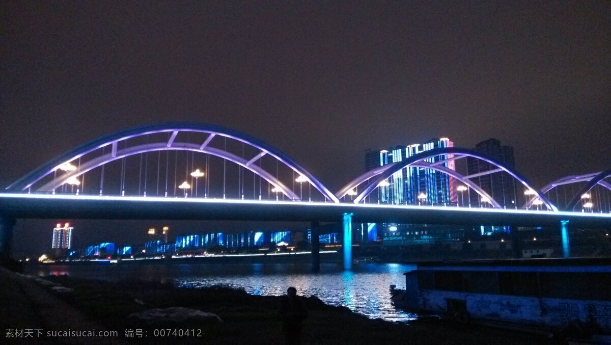 邵阳 西湖桥 夜景 桥 景观 自然景观 建筑景观