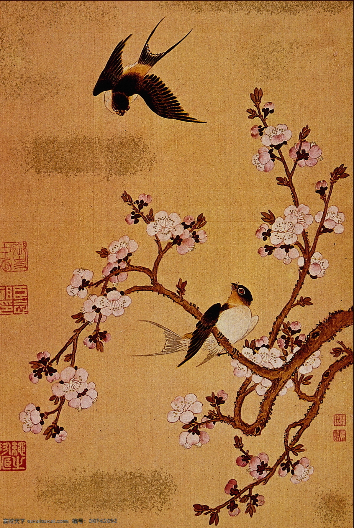 花鸟名画 中国 古 藏 中国古藏 设计素材 古典藏画 书画美术 棕色