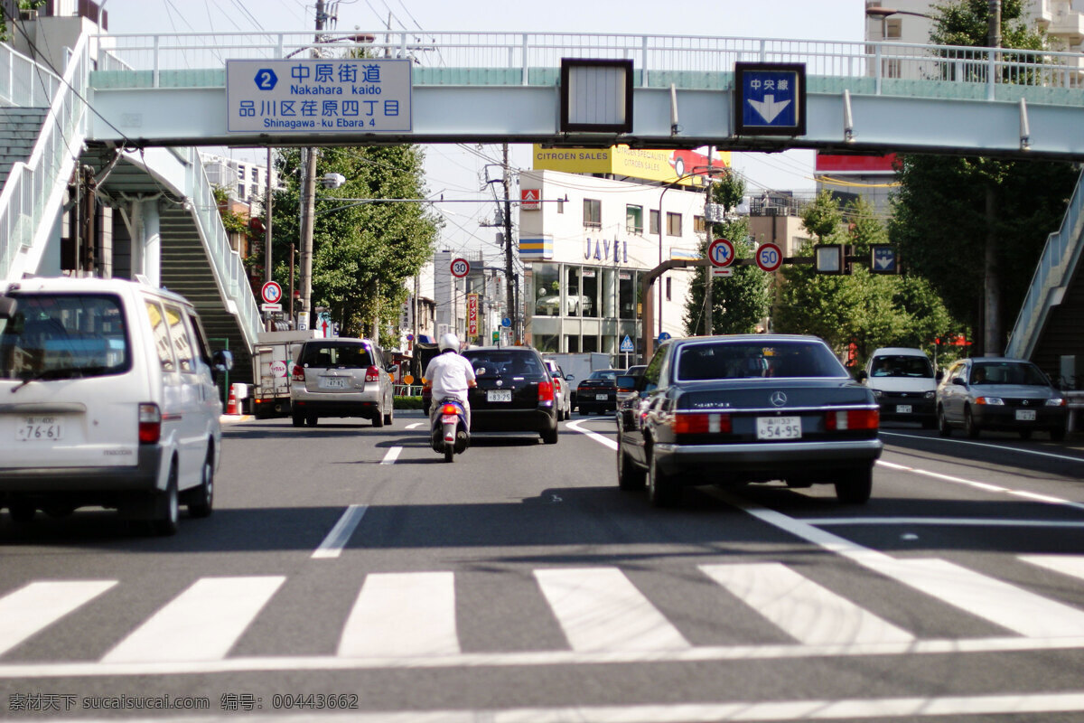 道路 房屋建筑 公路 国外旅游 旅游摄影 摩托车 汽车 桥梁 东京 中原 大道 行人 树木 指示牌 天空和阳光 psd源文件