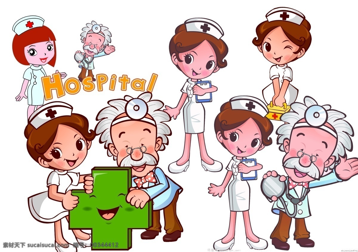 卡通护士医师 卡通护士 医师 卡通 护士 医生 温馨提示 医院 人物 可爱 的卡 通 医生图像 白色