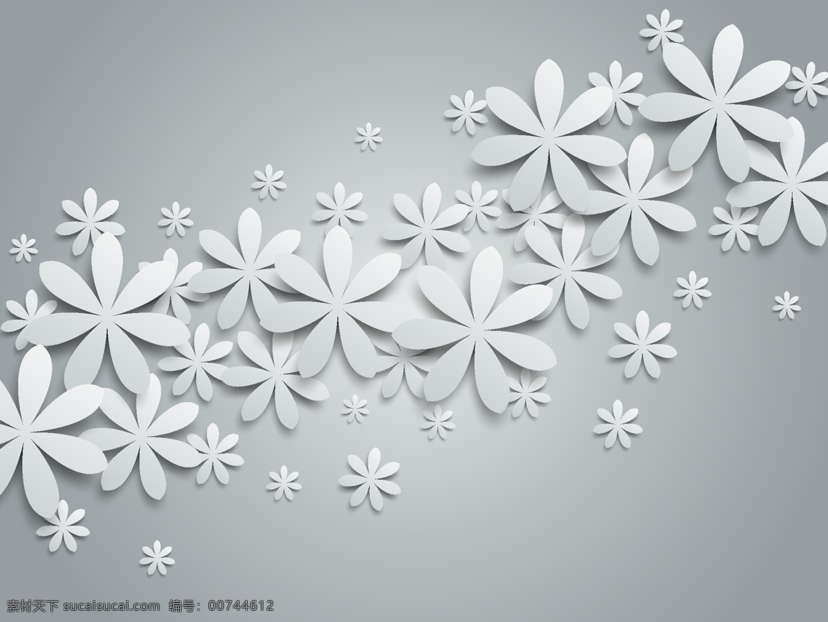 立体 白色 雪花 花朵 纸雕 矢量图 花纹花边