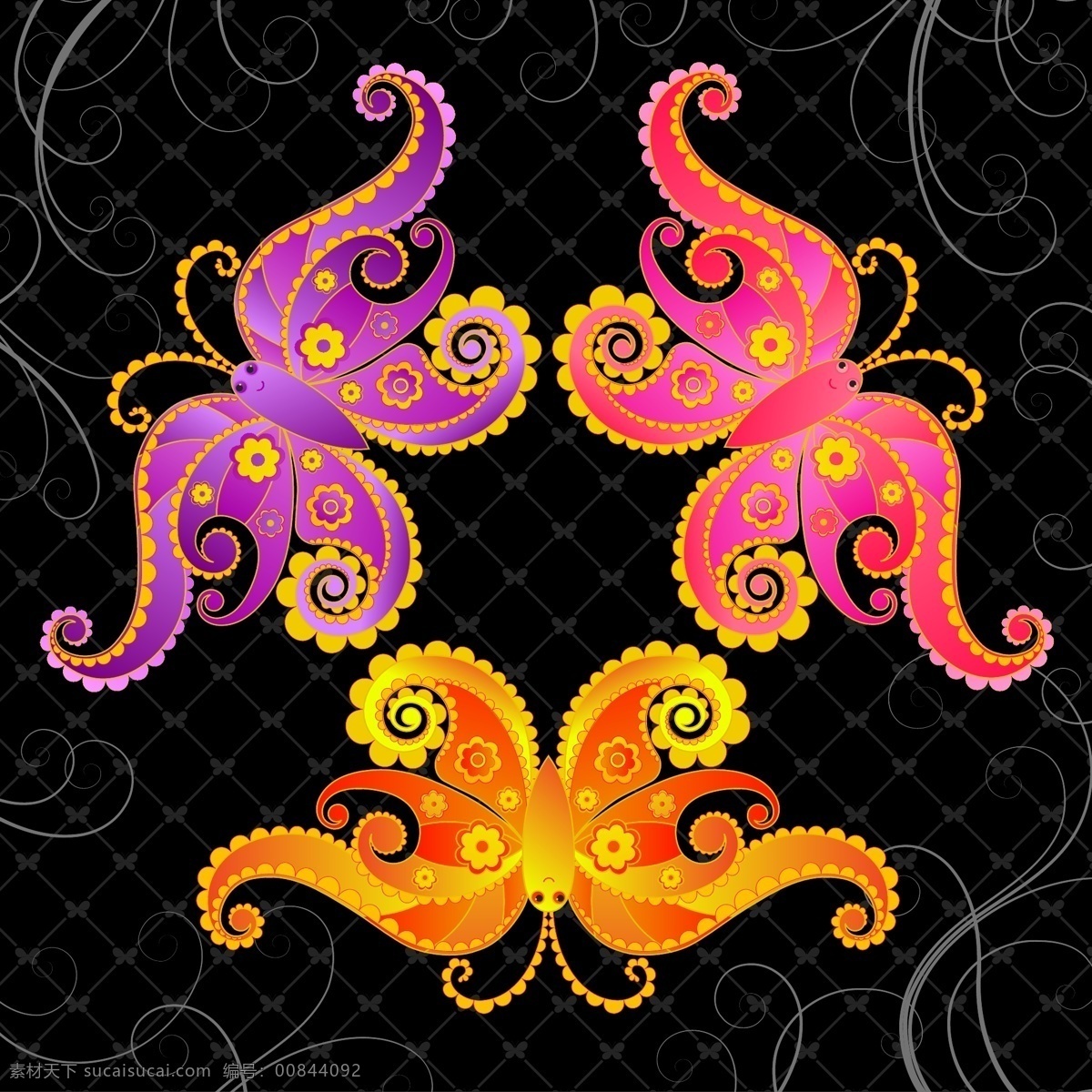 潮流 花纹 图形 矢量图 底纹 蝴蝶 素材图片