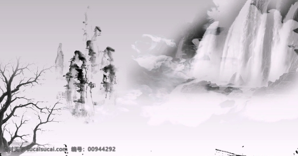 水墨瀑布视频 水墨瀑布 瀑布视频 水墨视频 水墨国画 led水墨 水墨背景 led 背景 视频 led舞台 合成背景素材 影视编辑 多媒体 mov