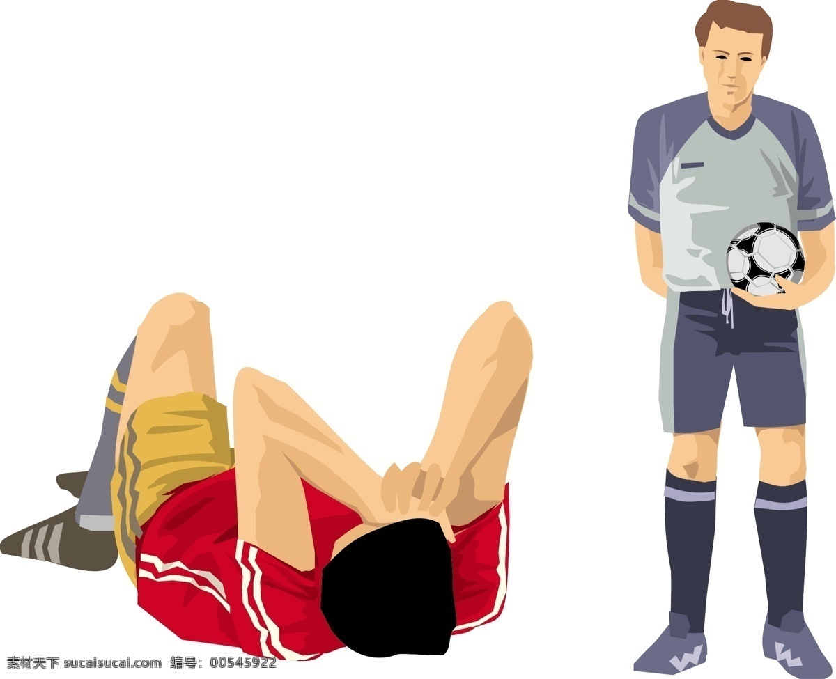 裁判 受伤 球员 足球 体育项目 运动 体育 足球运动 足球运动员 矢量 卡通 漫画 卡通人物 文化艺术 体育运动 矢量图库