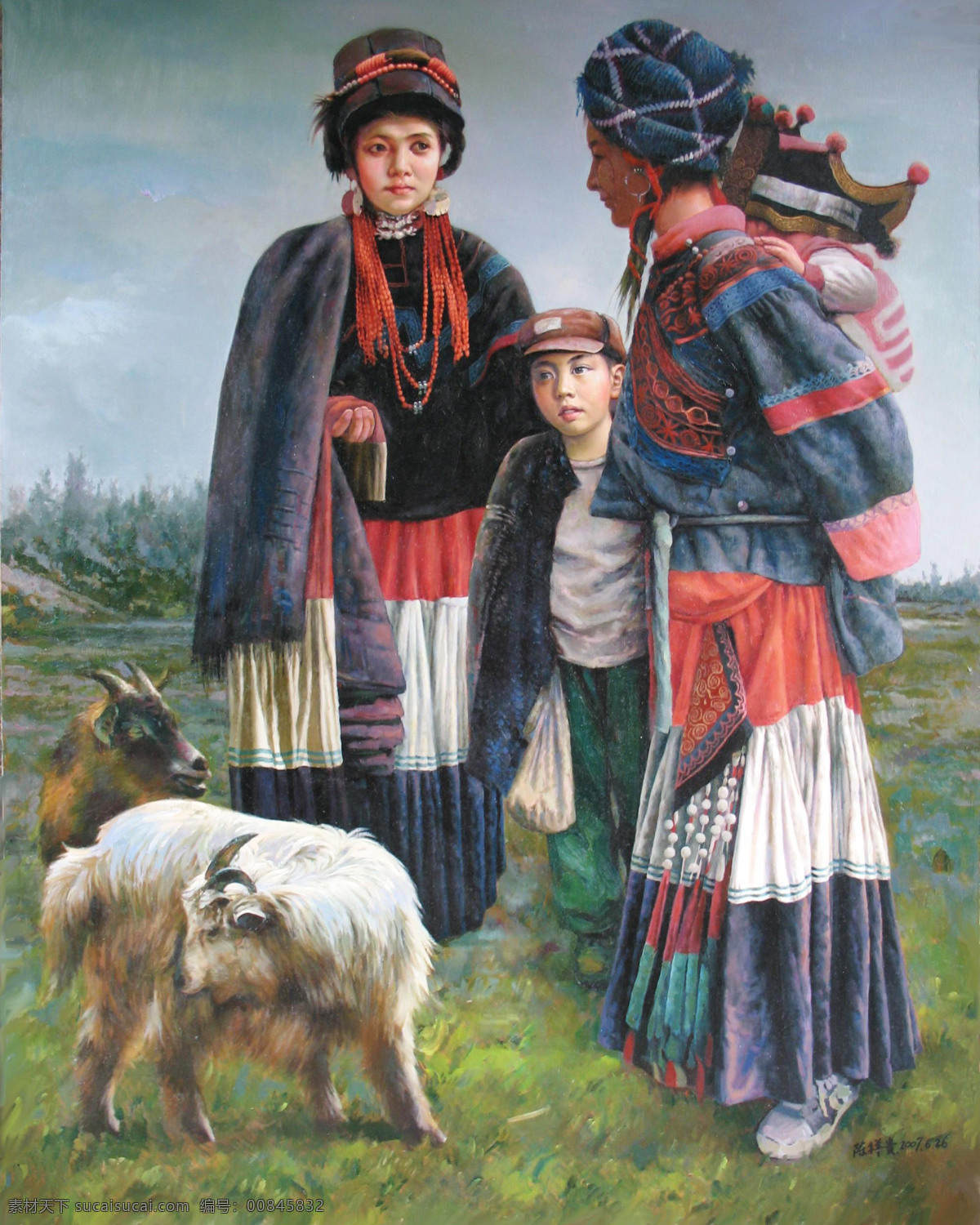 表情 动作 儿童 服装 绘画 绘画书法 美术 男人 情系大凉山 油画 写实油画 女人 少年 彝族人 姿势 山地 羊 油画艺术 油画作品16 文化艺术 家居装饰素材
