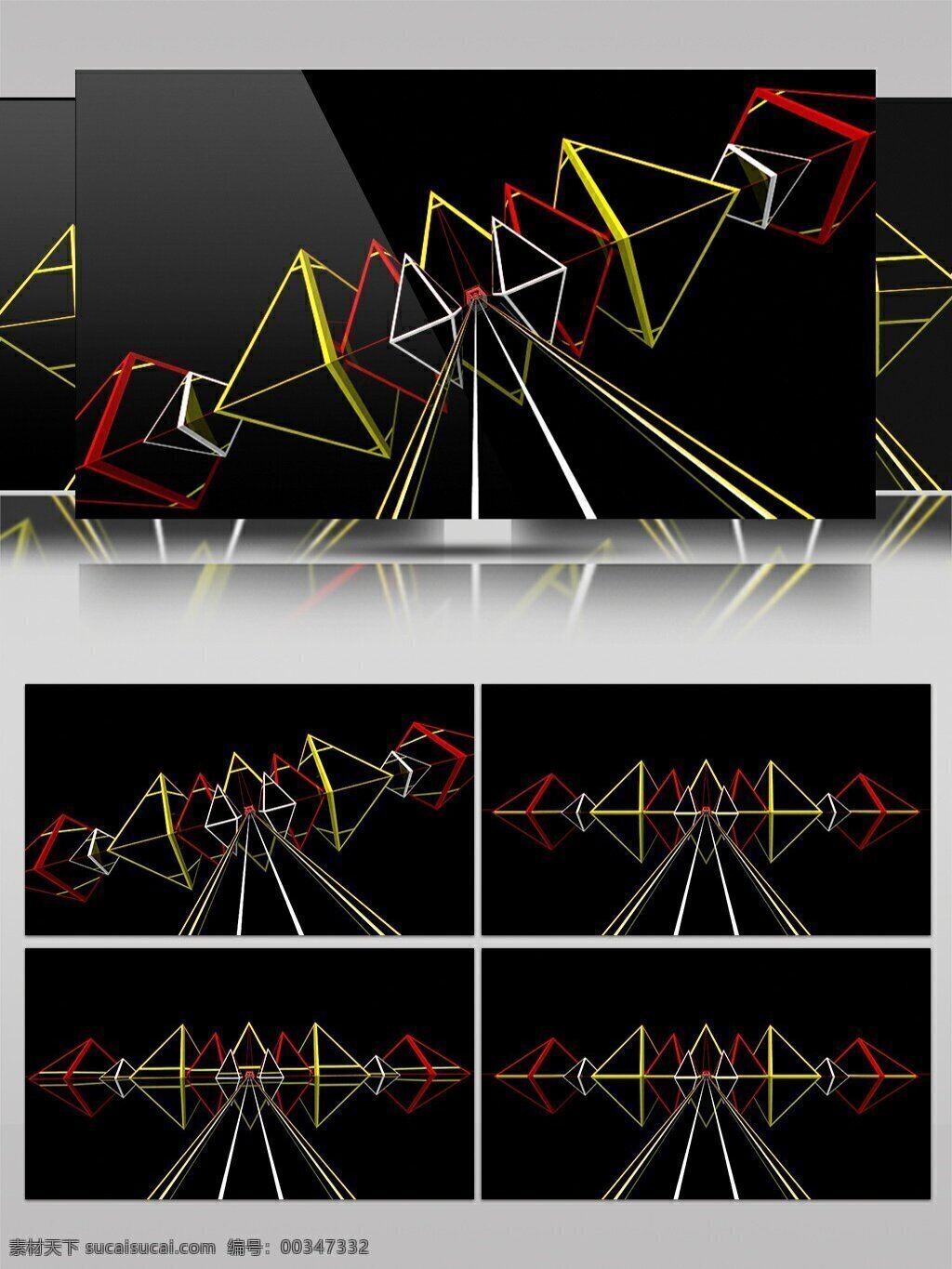 简约 三角形 几何 组合 形状 动感 视频 动态视频素材 高清视频素材 红色 黄色 三角 视频素材