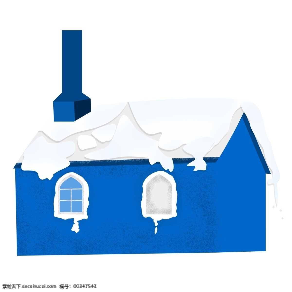 冬季 雪屋 卡通 元素 插画 房子 小房子 烟囱
