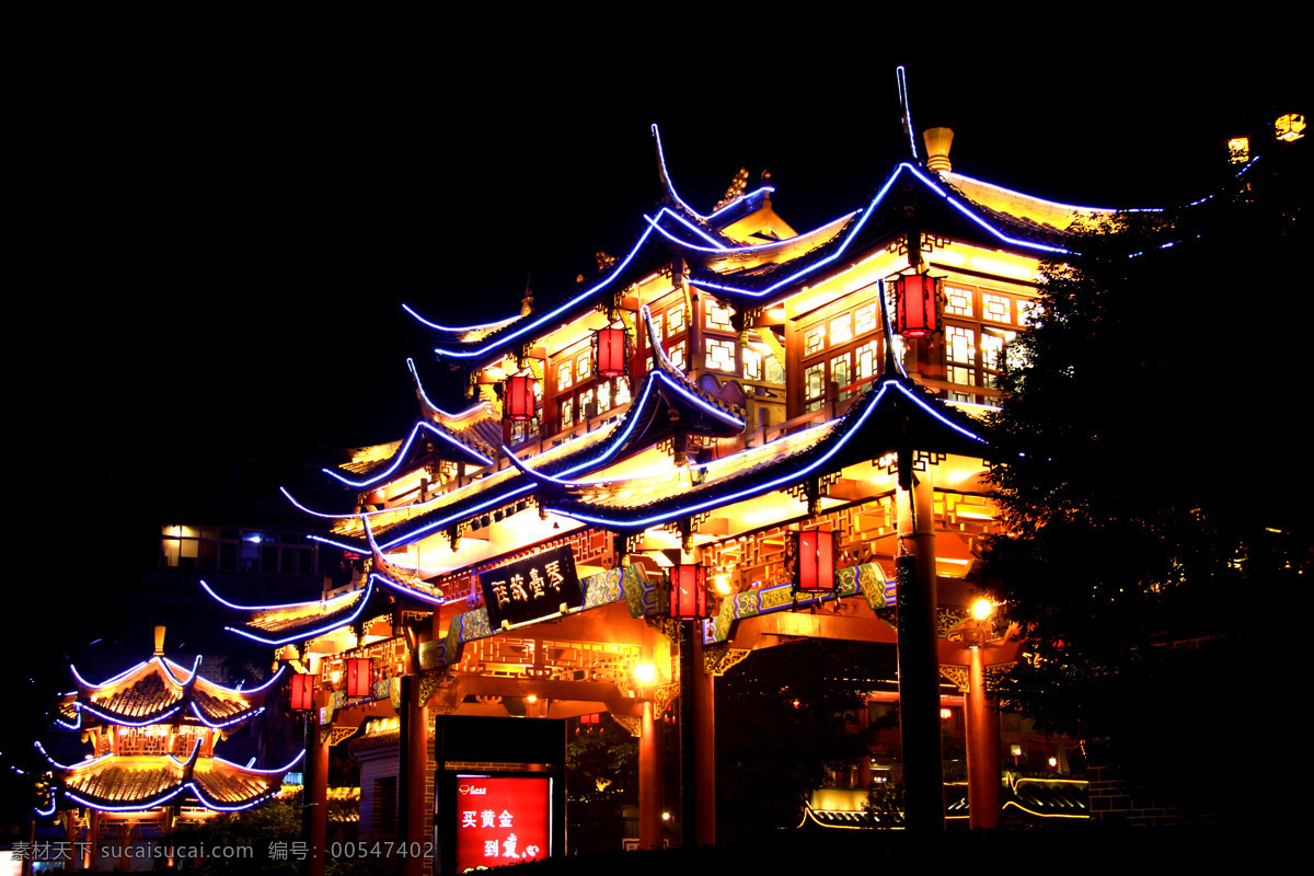 琴台路夜景 琴台路一角 夜景 长时间暴光 三脚架 二秒延时快门 建筑摄影 建筑园林