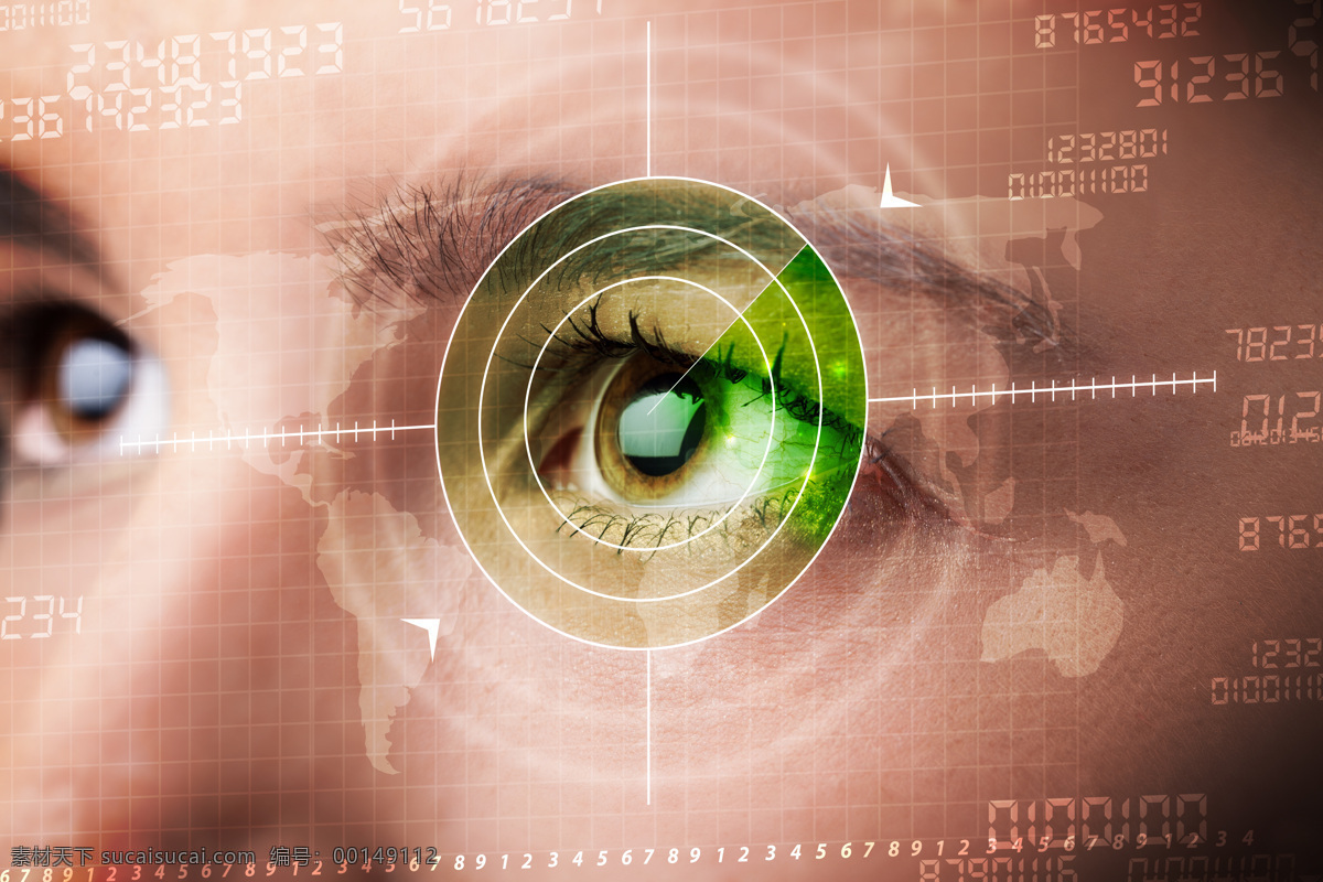 美女 眼睛 科技 背景 人物 绿色 科技背景 通讯网络 现代科技