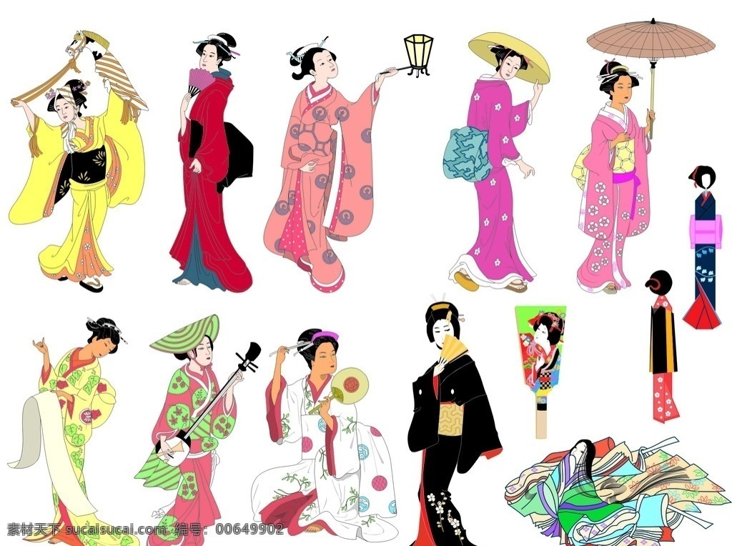 日本 和服 女人 矢量 日本和服 女人矢量素材 矢量人物 女性 日本女人 日本风情 矢量图 卡通设计
