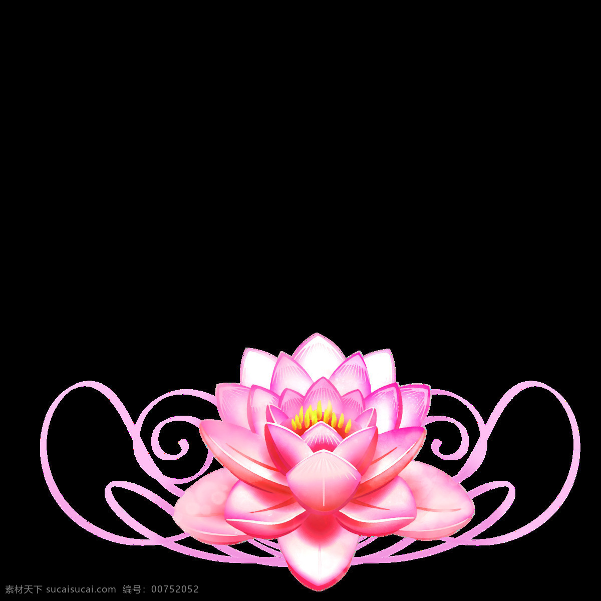 彩绘 荷花 透明 粉红色 立体 玫红色 免扣素材 生动 水彩 透明素材 装饰图案