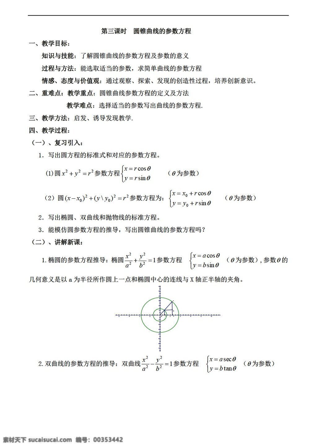 数学 北师大 版 圆锥曲线 参数 方程 教案 选修 北师大版 选修系列