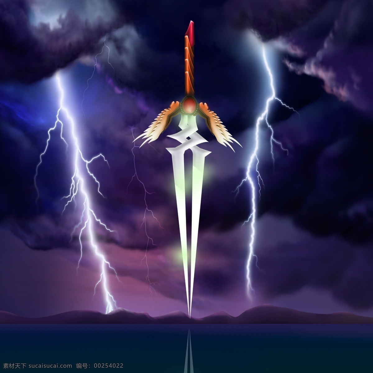 凤凰双刃 wow 魔兽世界 武器 手绘 闪电 网游 广告设计模板 源文件