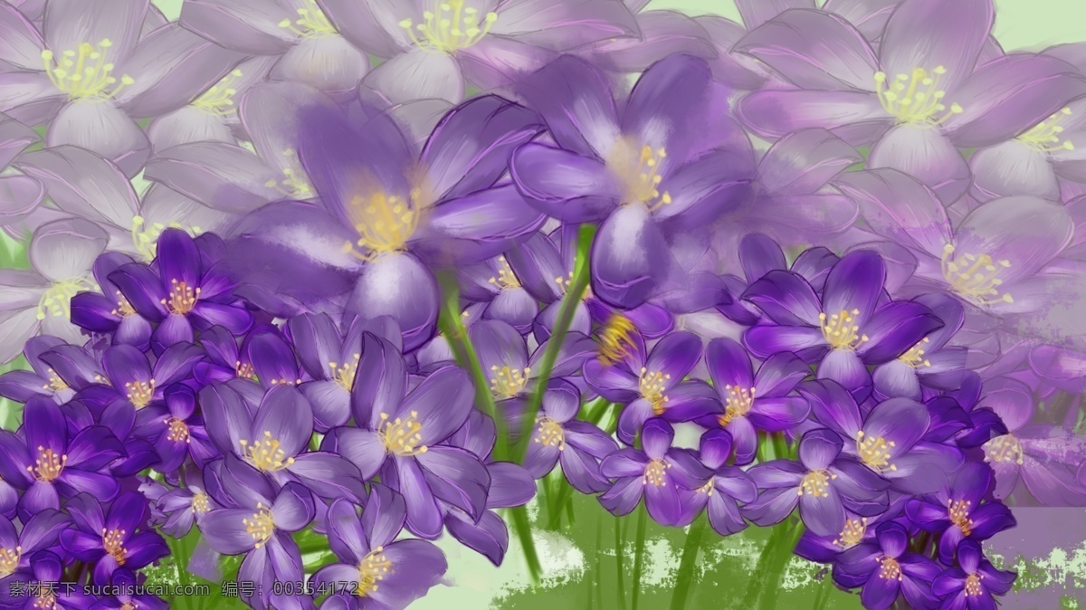 彩绘 紫色 花丛 背景 唯美 海报背景 背景图 创意背景 紫色花朵 花朵背景 背景素材下载 创意 banner 彩绘素材 手绘