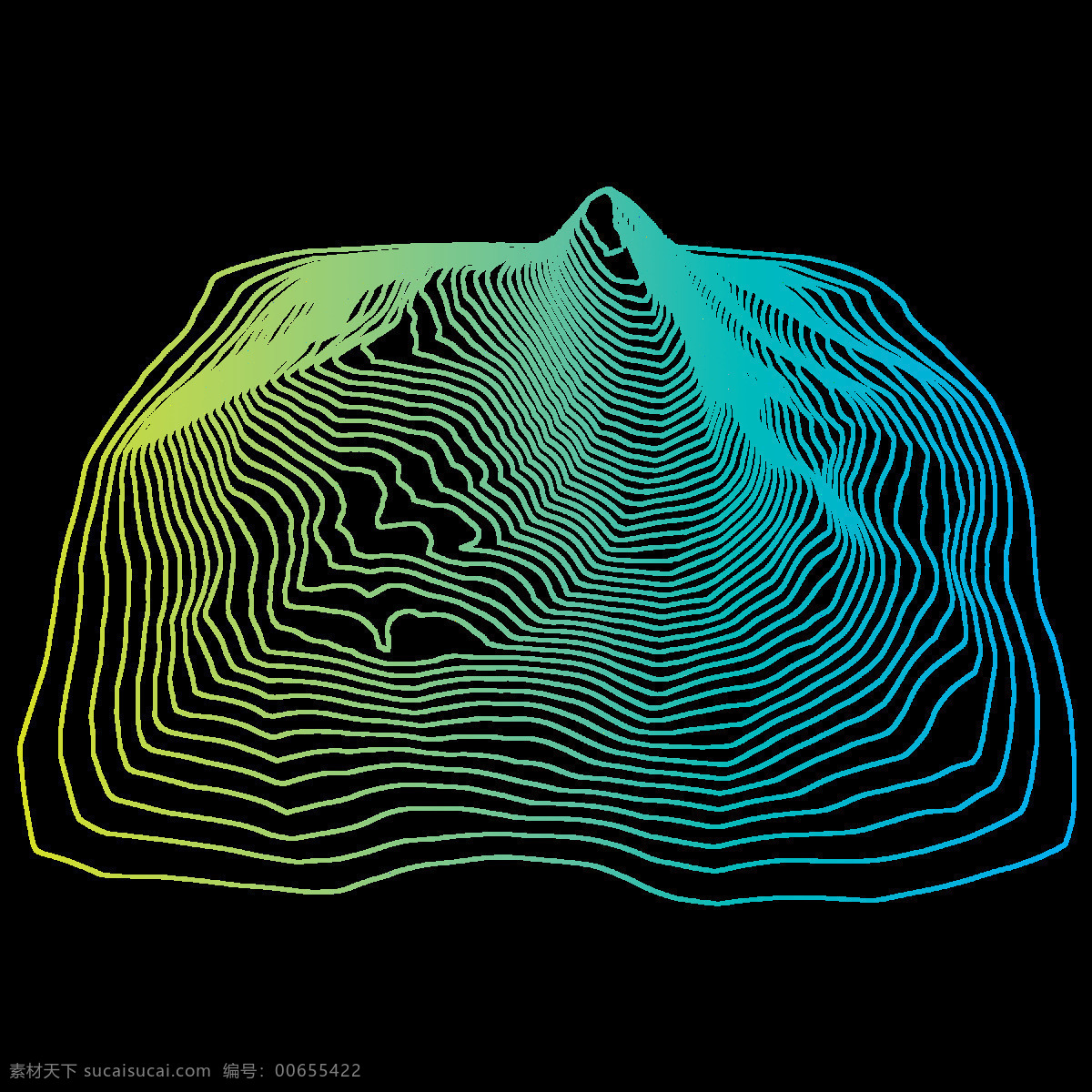 蓝色 渐变 山脉 等高线 元素 png元素 科技 免抠元素 透明元素